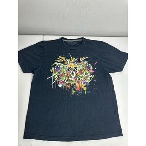 Marc Ecko Black Cotton Men’s Skull Paint T-Shirt Size L